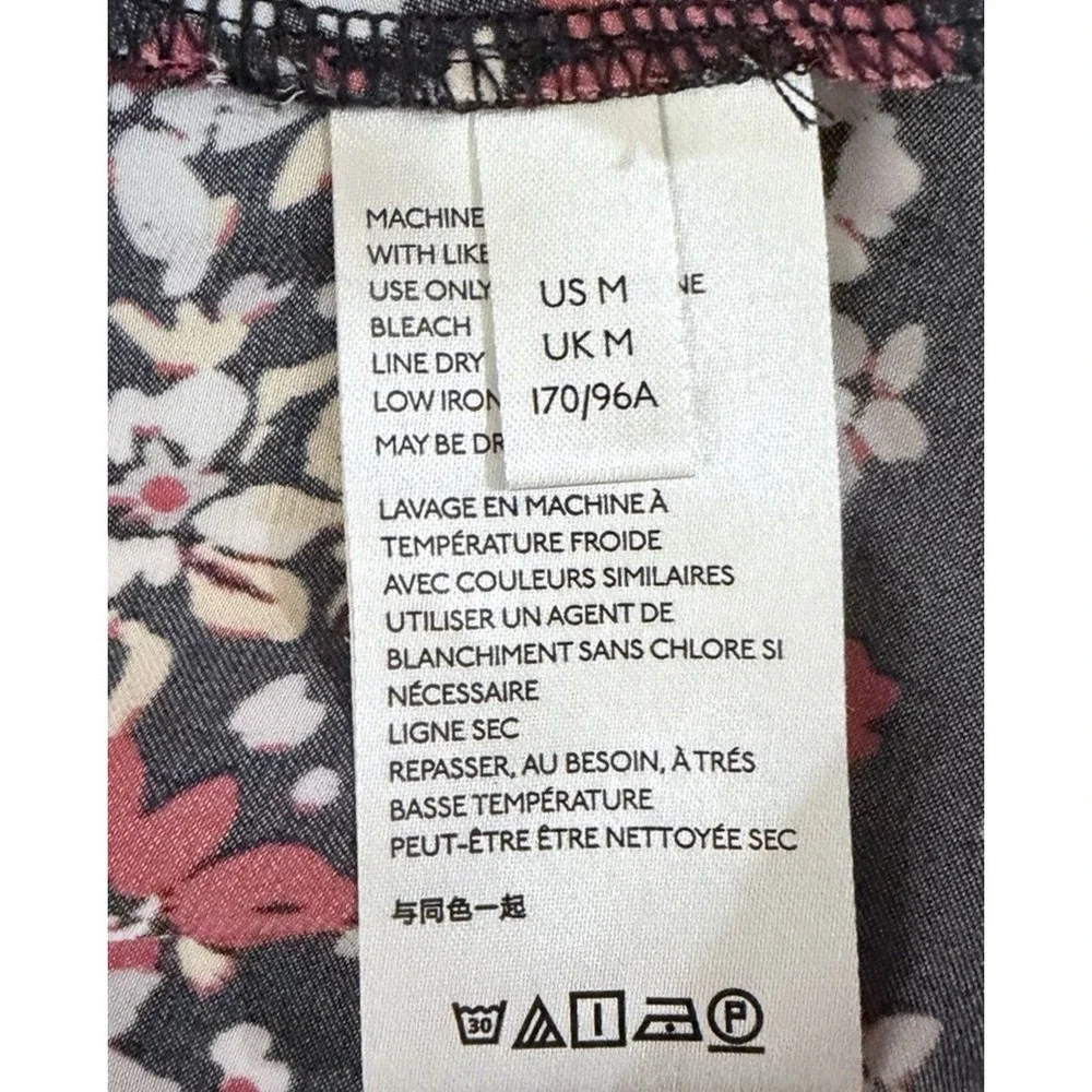 Free People Blouse Womans M Run Free Satin Tie Waist Tunic Black Combo Boho